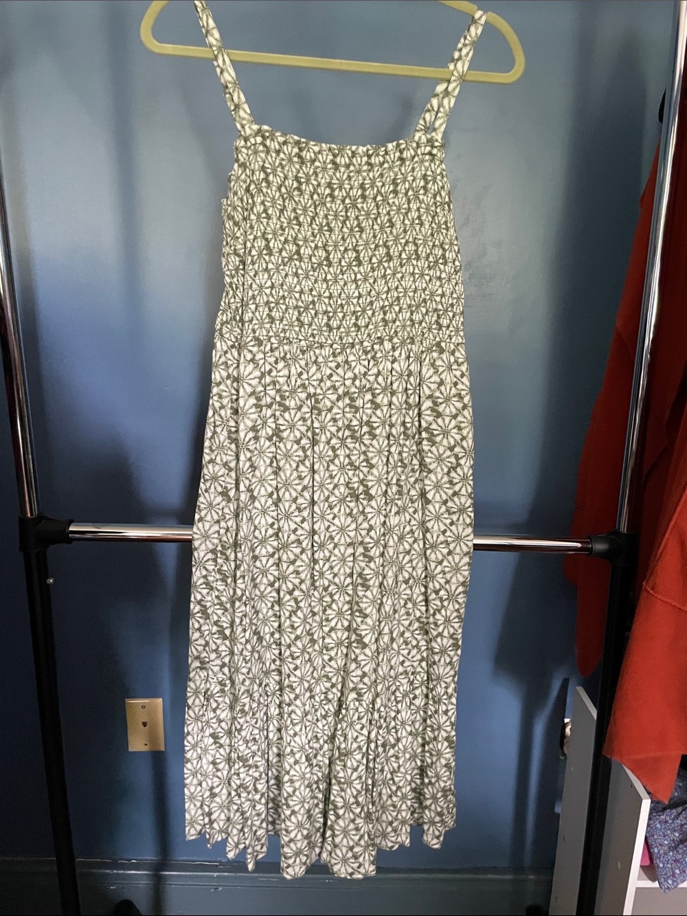 GAP Cream Dress with Green Starburst Print